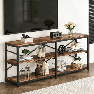 Canapé rustique de style campagnard, table de vestibule à 3 niveaux, console, meuble télé, bibliothèque