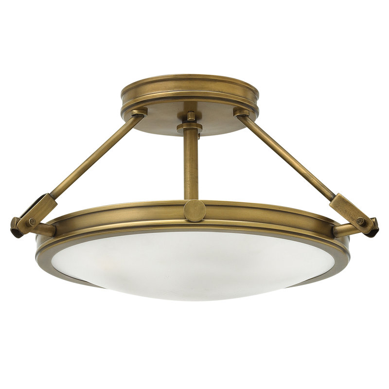 Collier Semi-Flush Mount Ceiling Light - Heritage Brass, 9.25"H x 15.25"W x 15.25"D, Heritage Brass, Incandescent