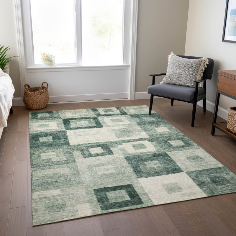 Tapis vert Cicel ACN1142 intérieur / extérieur lavable à la machine, Rectangulaire 3 pi x 5 pi