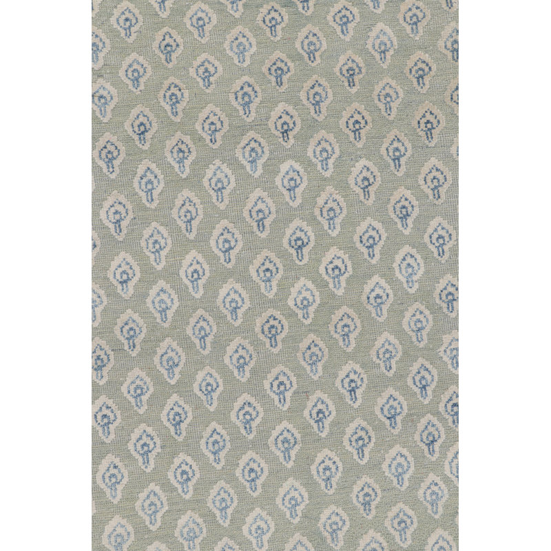 Rug & Kilim’S Modern Block Print Rug In Blue And White Floral Pattern, Rectangle 10' x 14'