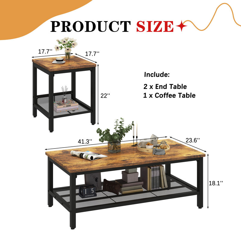 Table basse Jaydalyn, Brun