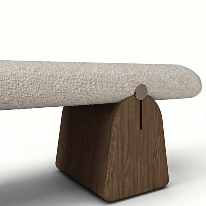 Banc rembourré en mélange de coton Haelie, H 17,71 po x l 70,86 po x P 15,74 po