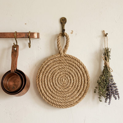 Resin Trivet Coiled Rope Design Farmhouse Nautical Heat Resistant Kitchen Counter Protector