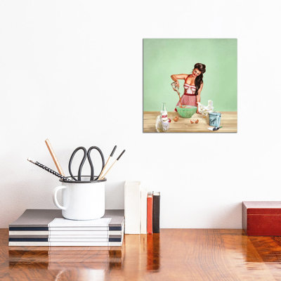 Bourbon Chickens Pinup Tray - Wrapped Canvas Painting