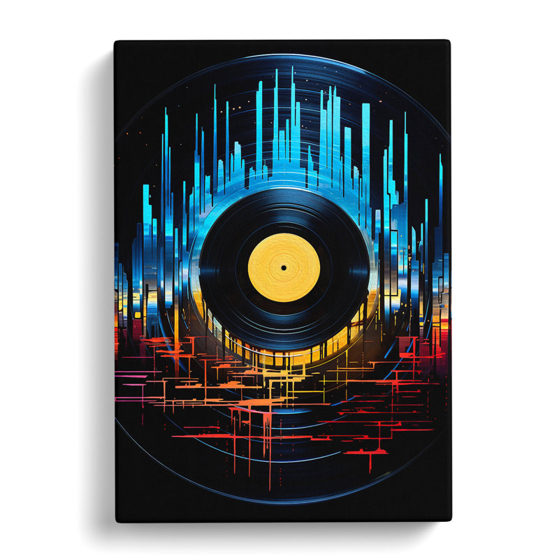 Vinyl Record Futurism - Print, 76cm H x 50cm W x 3cm D