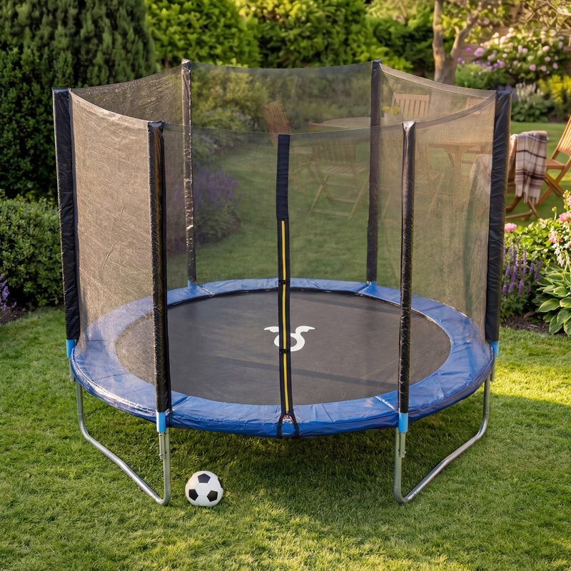 Monett Freeport Park Round Backyard Trampoline with Safety Enclosure