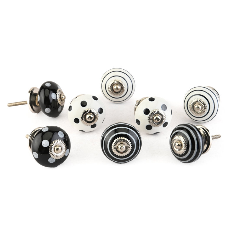 Paquet de boutons surdimensionnés de champignon de 1,7 po, Blanc / noir