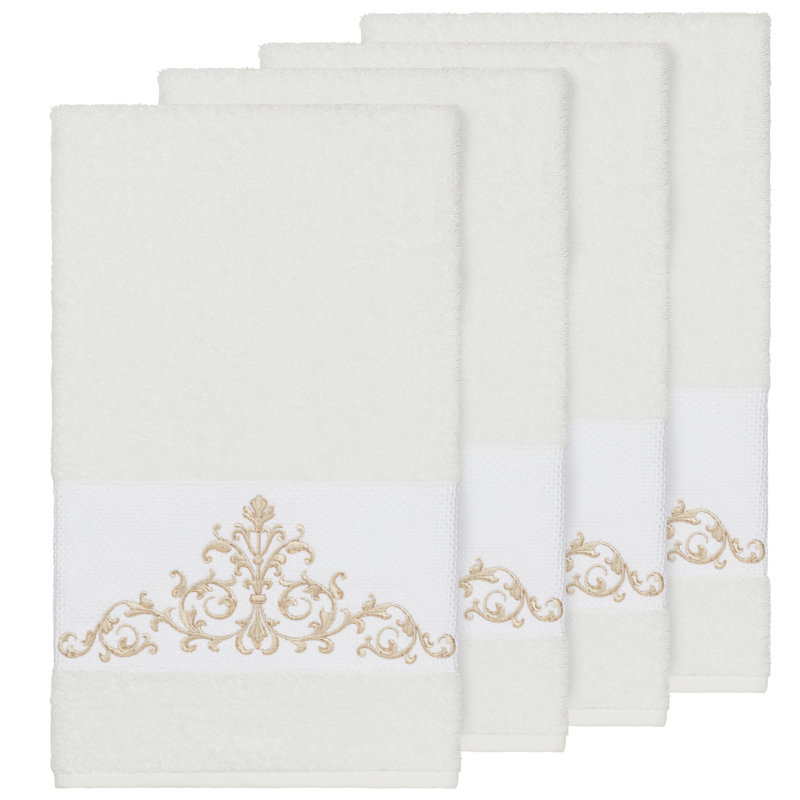 Scarlet Turkish Cotton Midweight Bath Towel, White, Bath Towel - 4 Pieces