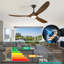 Ventilateur de plafond en bois massif 3 pales avec lumière DEL à intensité variable et télécommande, moteur à courant continu réversible-1094988170-1094368010