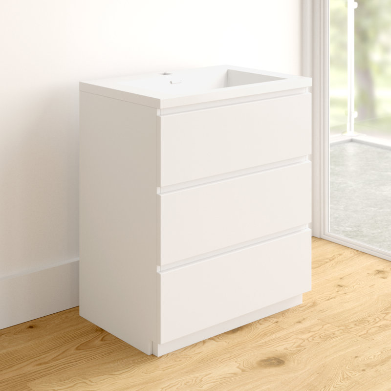 Ensemble de meuble-lavabo simple 29 po Ninel, Blanc très luisant