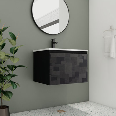 Meuble-lavabo simple 24,47 po avec comptoir en céramique Larae
