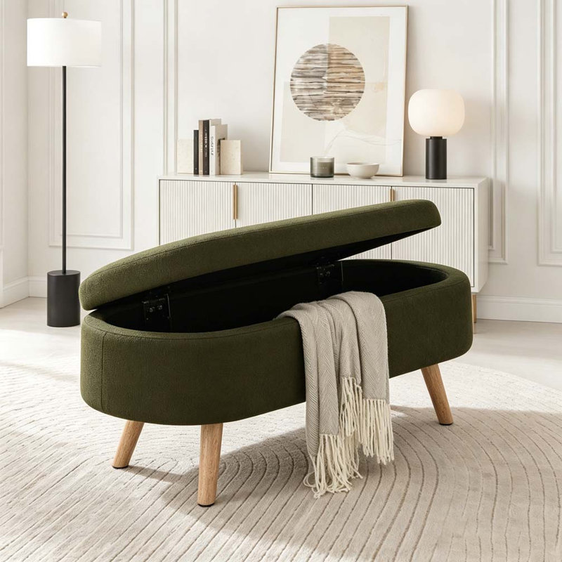 Banc de rangement avec repose-pieds ovale, Dark Green