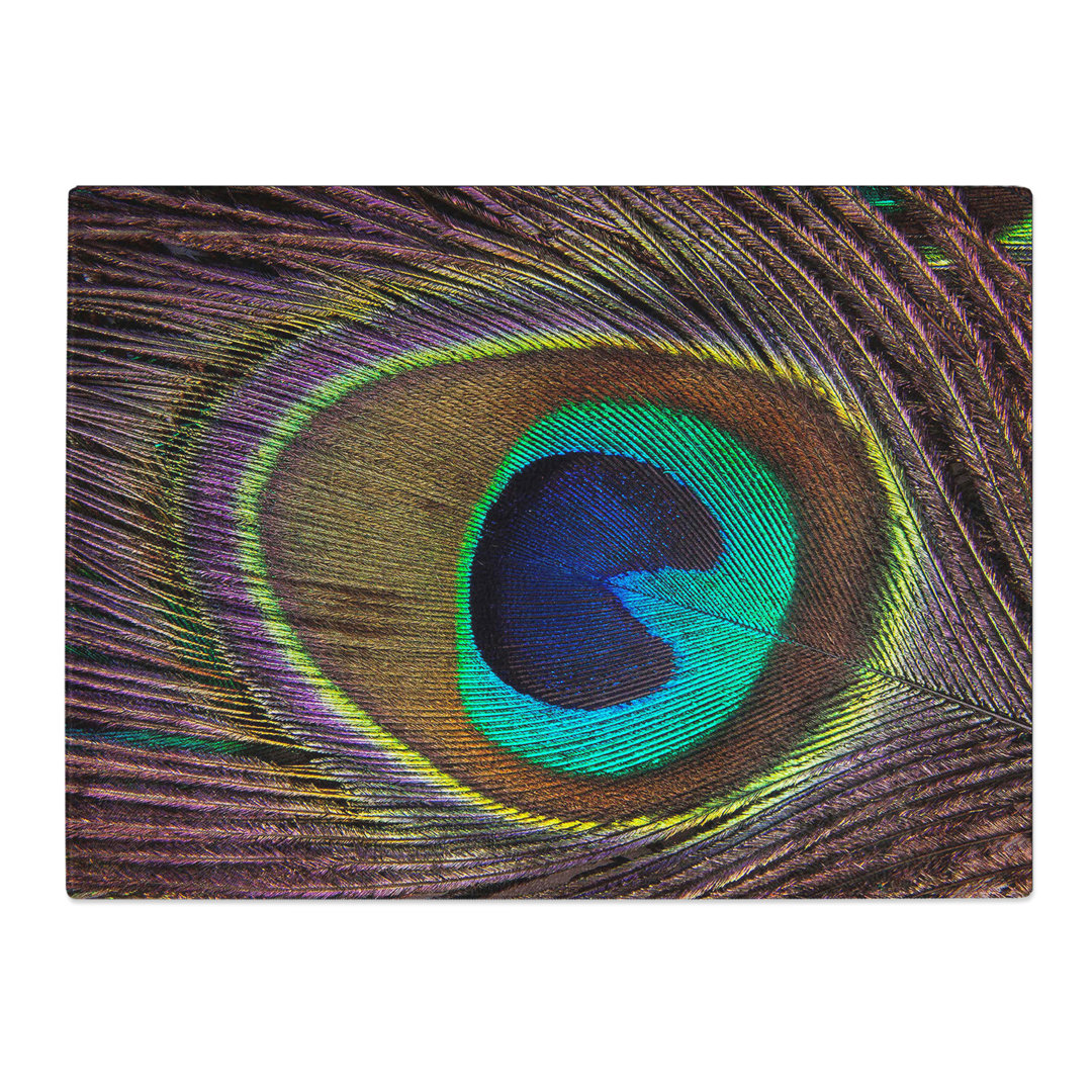 Peacock Feather  Glass Chopping Board