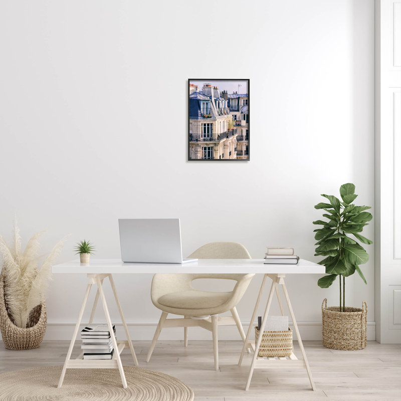 Bâtiments de l'architecture parisienne, estampe numérique de Carina Okula, Giclée encadrée noir minuit
