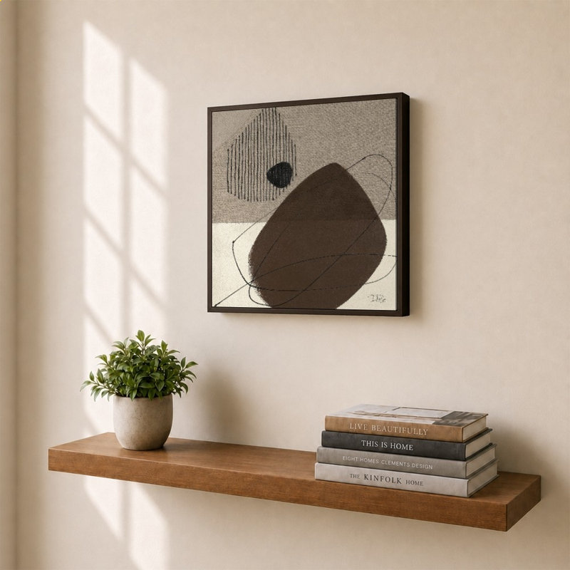 «Hidden Lines I» par Patricia Pinto - Impression sur toile, 24" x 24", Flat Floating Frame, Brown
