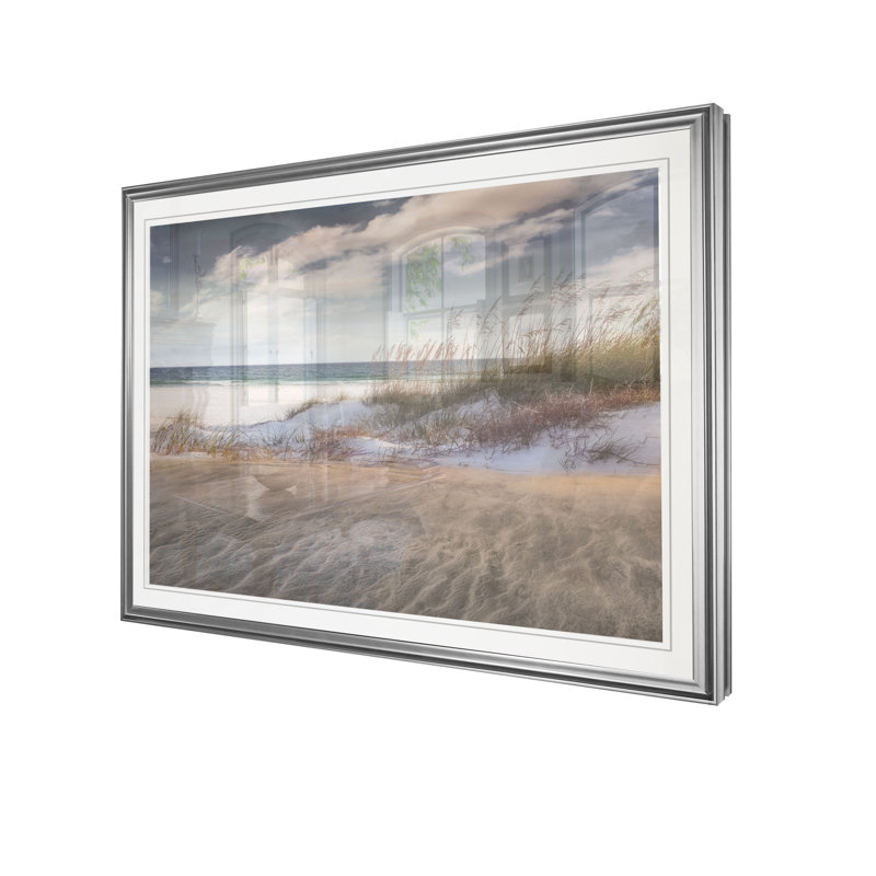 « out the sea herbe », reproduction, H 26 po x l 36 po x P 1,5 po, Cadre argenté
