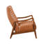 Chaise d'appoint en similicuir brun et bois d'hévéa massif avec structure de coussins de charme au fini noyer