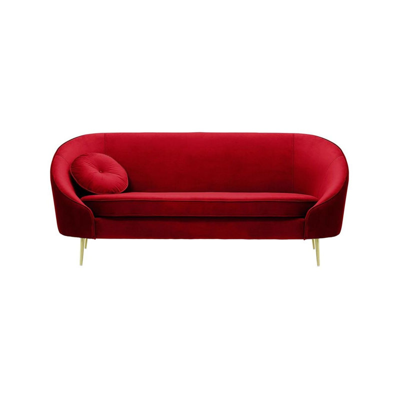 Kooper 3 Seater Velvet Sofa, Red