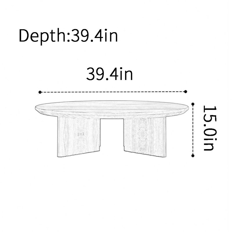Table basse simple ronde en noyer noir, H 15 po x L 39,4 po x l 39,4 po