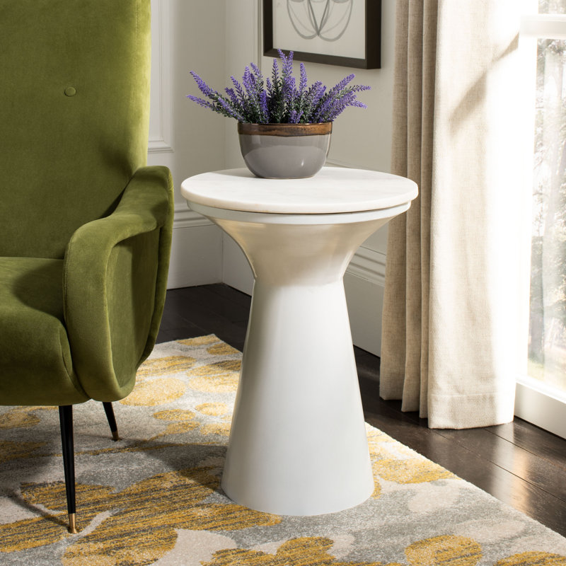 Keeling Pedestal End Table, White
