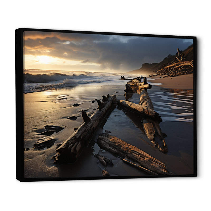 Photo de plage Tranquil Tide II - Paysages, décoration murale, H 24 po x l 32 po x P 1 po, Cadre flottant noir