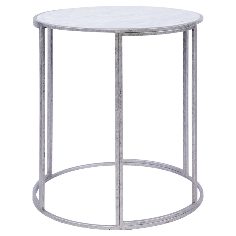 Paris Marble Drum End Table, Royal Silver