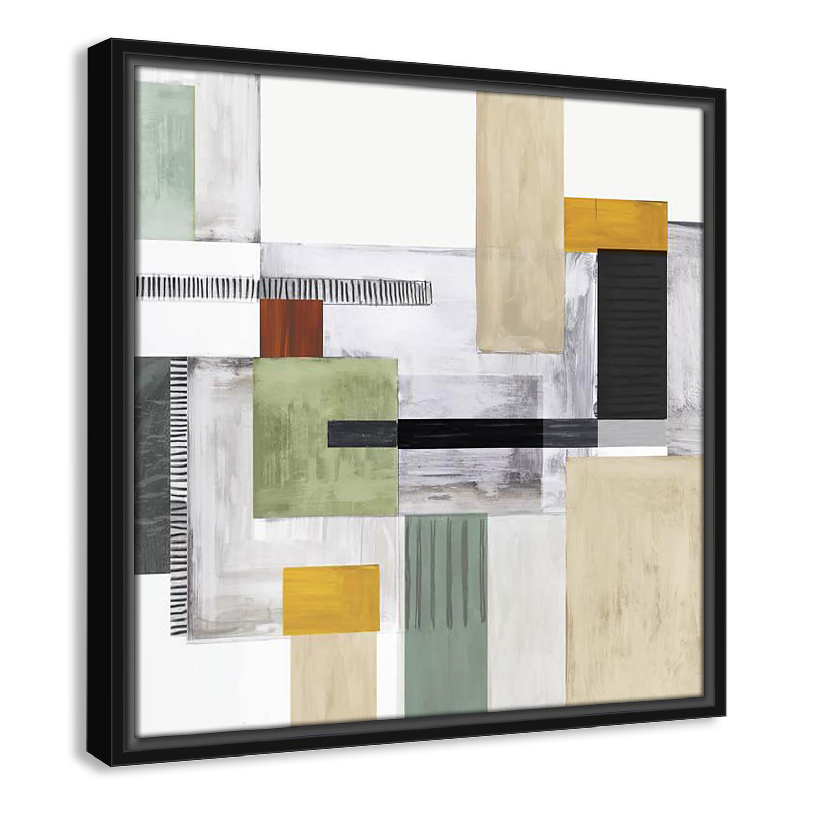 Playful Blocks Print, 17.5" H x 17.5" W x 2" D, Black Floater Framed