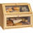 Bread Storage Farmhouse Bread Box For Kitchen Countertop Bread Container With Clear Window Breadbox Double Layer Bamboo Extra Large Capacity Bin Kitchen Food Storage Container(Natural)