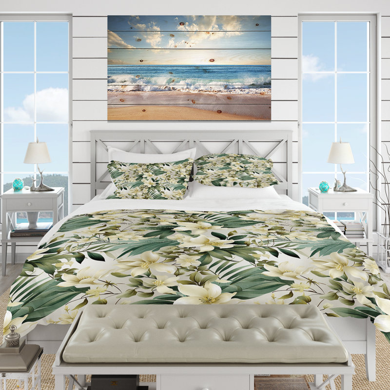 Neutral Oasis Iii Tropical Pattern II - Ensemble de housse de couette tropical