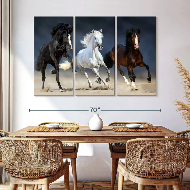 Brampt Three Playful Horses, 48" H x 74" W