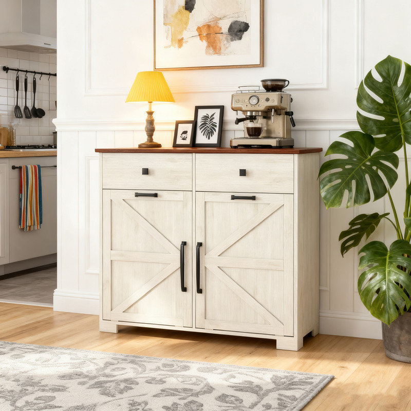 Armoire à déchets Farmhouse Tilt-Out, Blanc