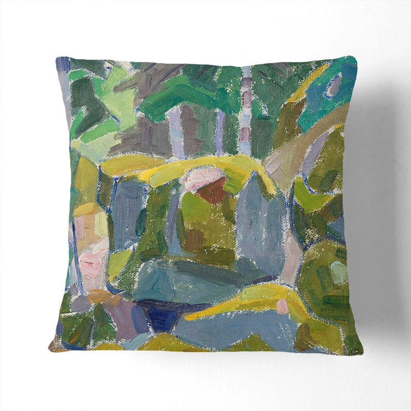 Landscape With Trees Square Throw Cushion, 40cm H x 40cm W x 15cm D