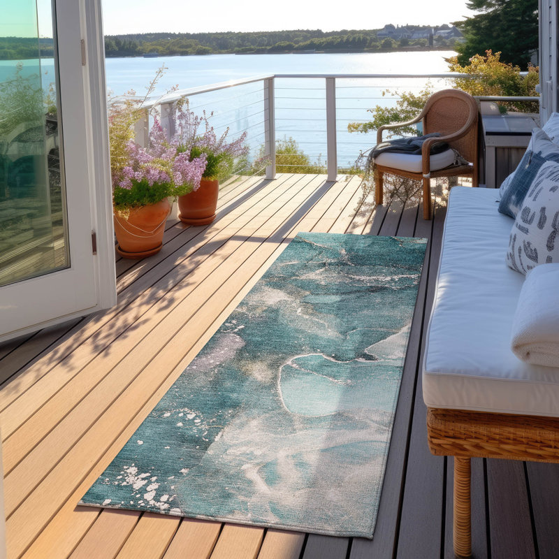 Katherleen Abstract Indoor / Outdoor Rug, Runner 2'3" x 7'6"