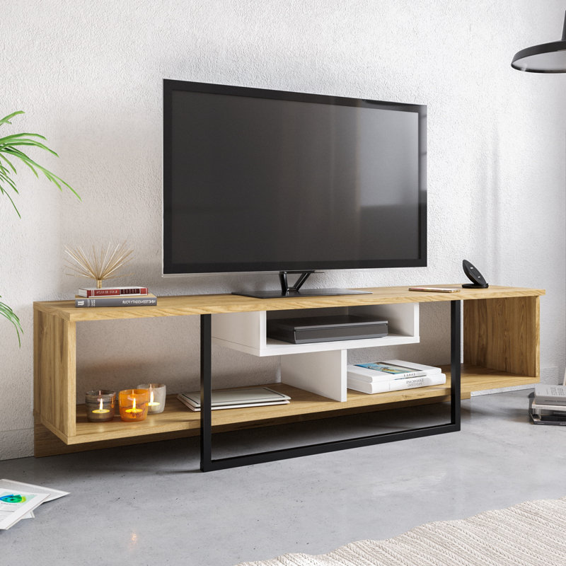 Belora TV Stand for TVs up to 65", White/Oud Oak/Black