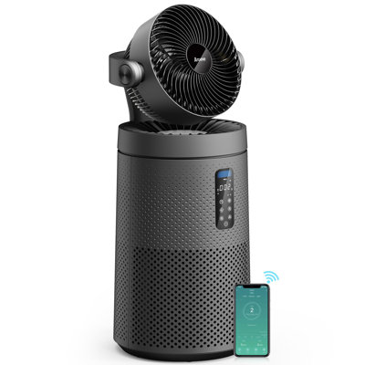 AROEVE Air Purifiers Fan for Home Large Room With 2-In-1 Air Circulator Fan System And Smart WIFI Cover 1980 Sq.Ft Oscillating Air Purifier With Washable Filter For Indoor Whole Home, MK08W-Space Grey