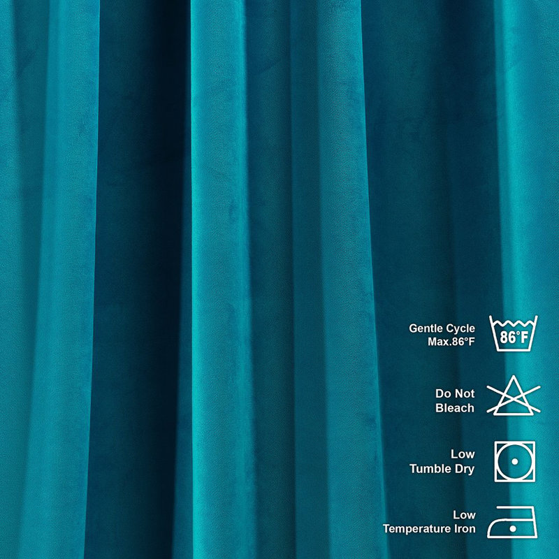Room Darkening Single Curtain Panel, 65cm Width x 225cm Drop, Aqua Blue