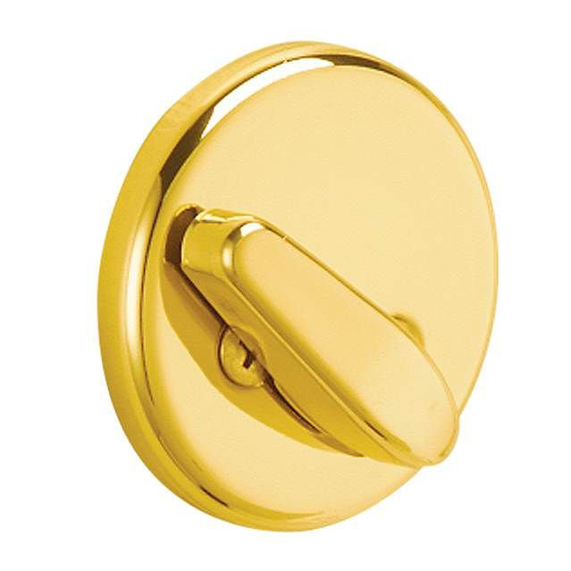 One-Sided Deadbolt Thumbturn with Exterior Plate, Bright Brass