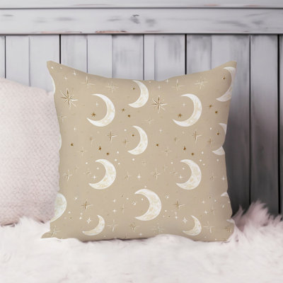 Astronomy and Space Beige Moons Pattern VI Bohemian Throw Pillow Cover