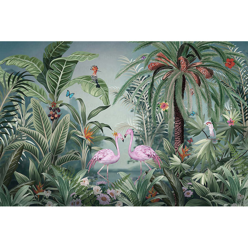 Murale de papier peint de paradis tropical vibrant, L 117,96 po x l 175 po, Bleu