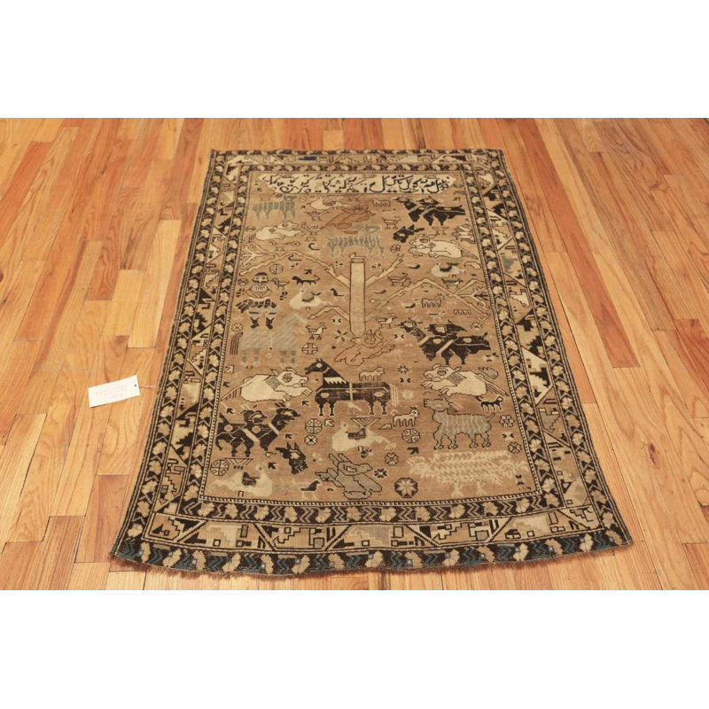 One-of-a-Kind Rectangle 3'10" x 5'4" Hand Knotted Area Rug