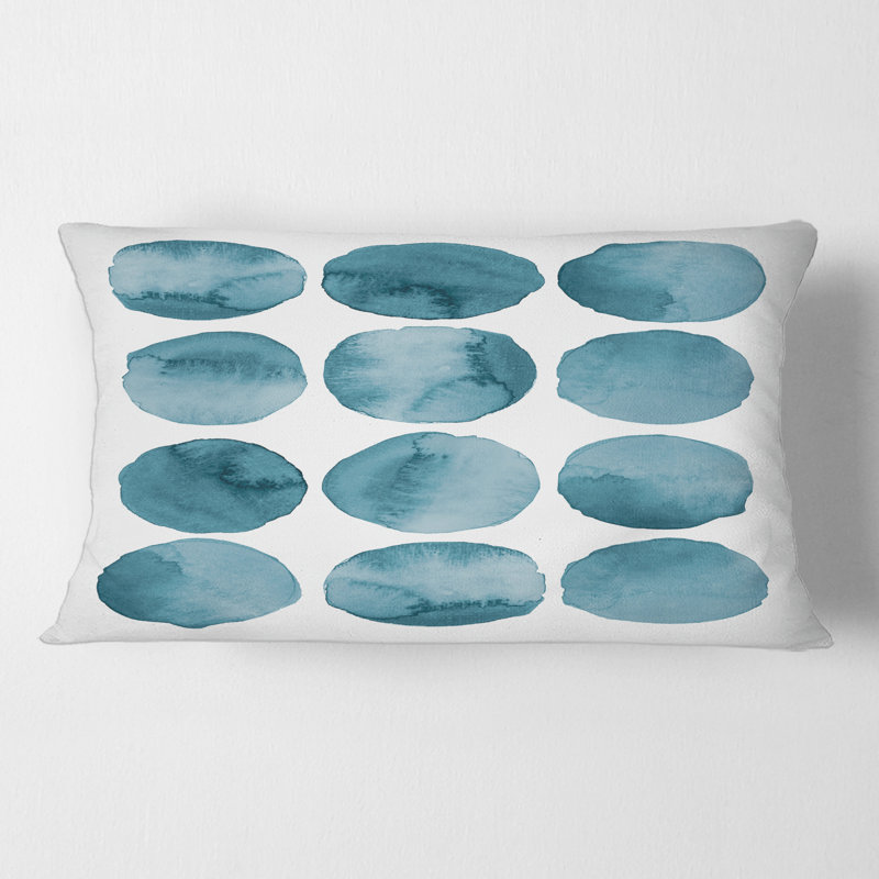 Rectangle, cercles aigue-marine, éléments géométriques bleus - coussin décoratif moderne