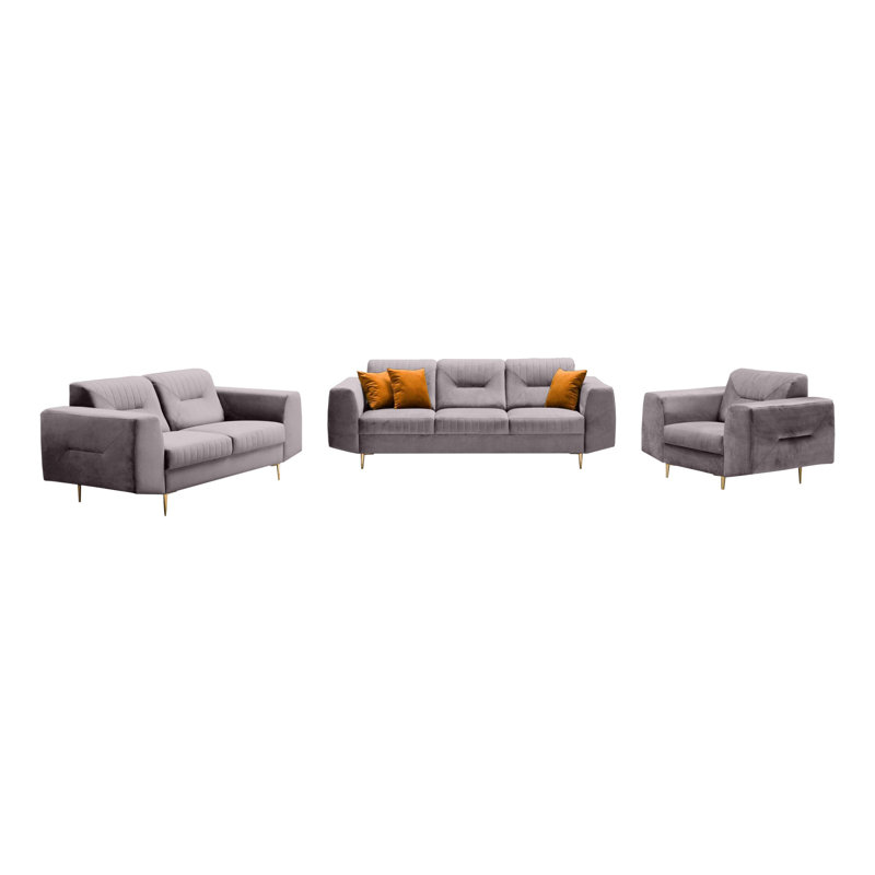 Aubreeanna 3 - Piece Living Room Set, Gold, Pudder Pink