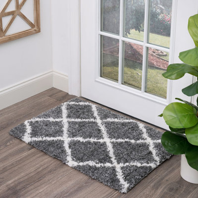 Tapis à poil long gris