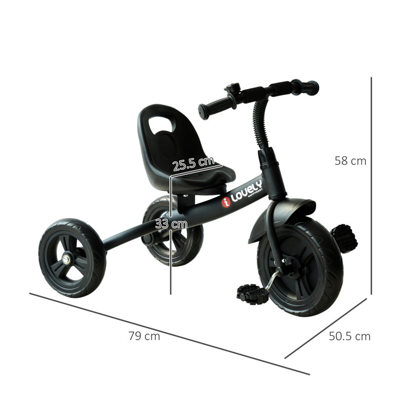 Coles Baby Trike Toddler Tricycle Adjustable Seat Kids 1.5-4 Years, Black