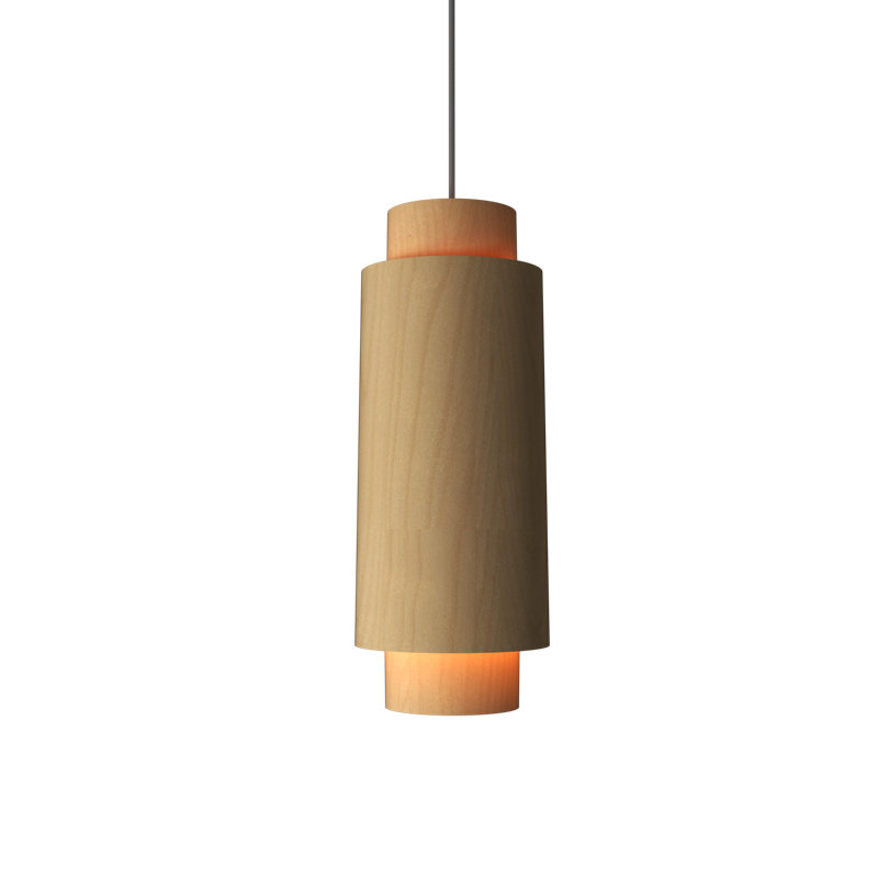 Luminaire suspendu cylindrique à 1 lumière, H 15,75 po x l 6,3 po x P 6,3 po, Érable