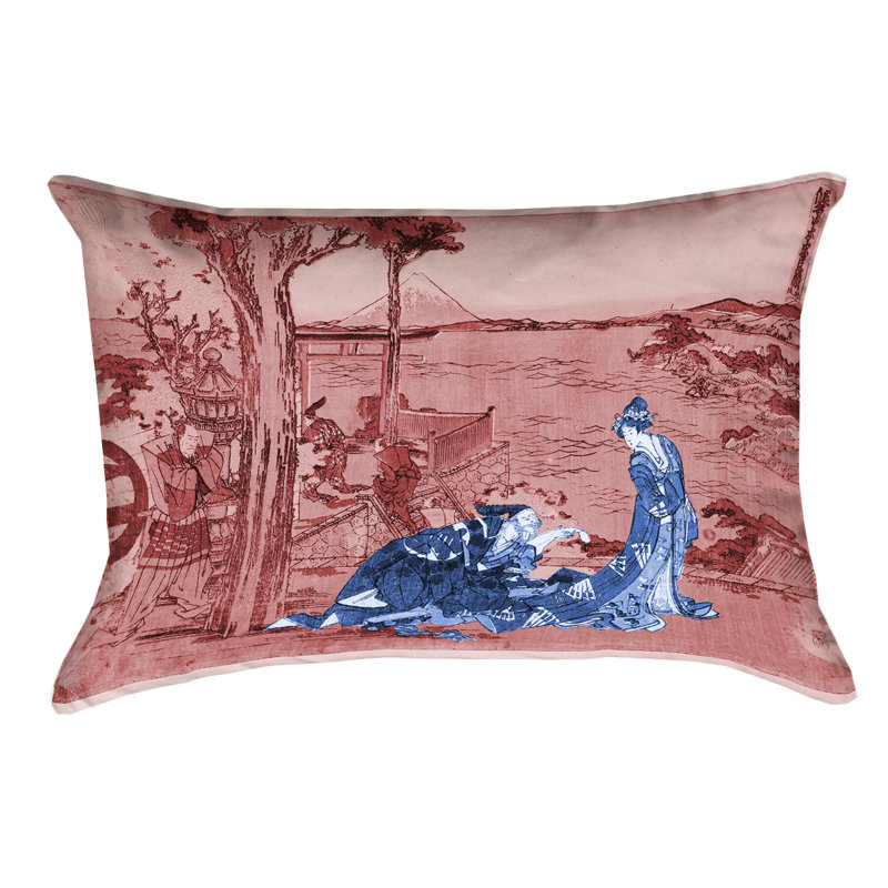 Housse de coussin Katsushika Hokusai, Bleu / Rouge