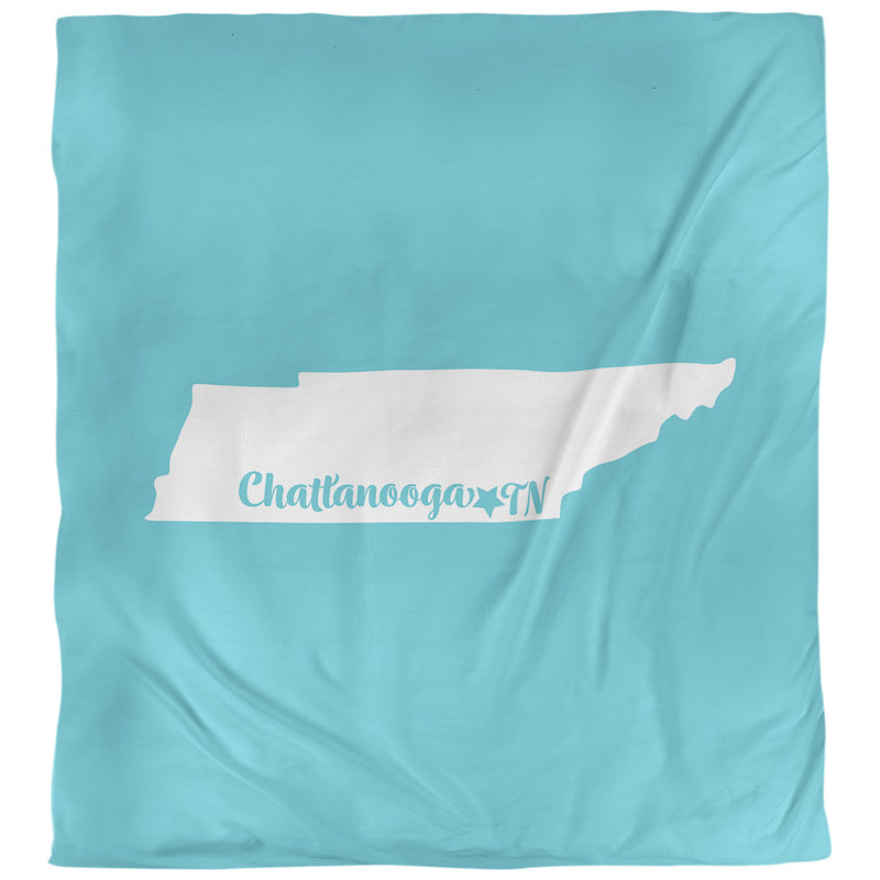 Housse de couette réversible simple Chattanooga Tennessee, Housse de couette pour très grand lit, Bleu sarcelle