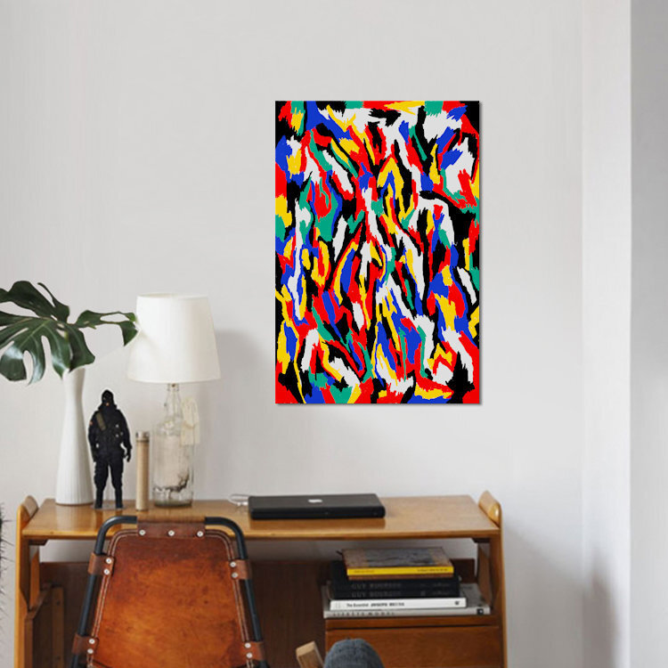 « bauhaus camouflage », impression sur toile, H 12 po x l 8 po x P 0,75 po, Toile tendue, Pas de tapis