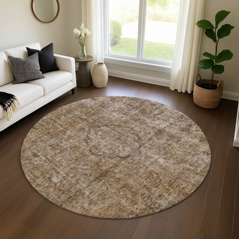 Premium Machine Washable Honig AMF1656 Global Rug, Round 8'