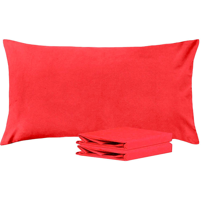 Taies d'oreiller de lit, 1800 taies d'oreiller en microfibre brossée avec fermeture à enveloppe - NTBAY, Rouge